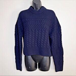 Filippa K Sweater Jumper XS Navy Blue 100%  wool 
boxy textured thick cable knit